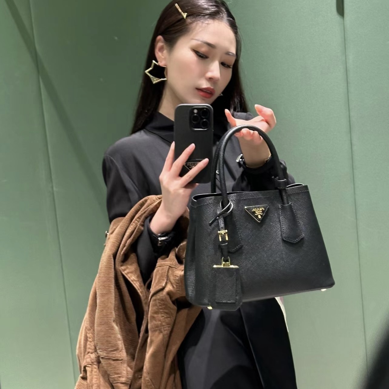 프라다 숄더백 사피아노 더블 미니