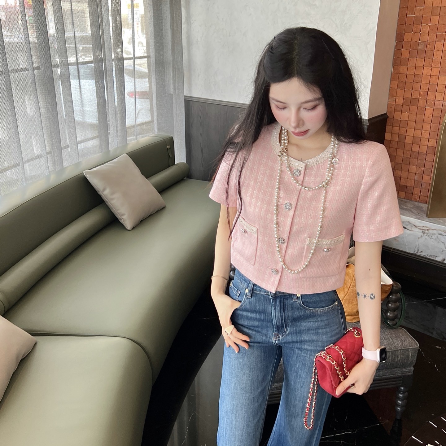 샤넬 가디건 반팔티