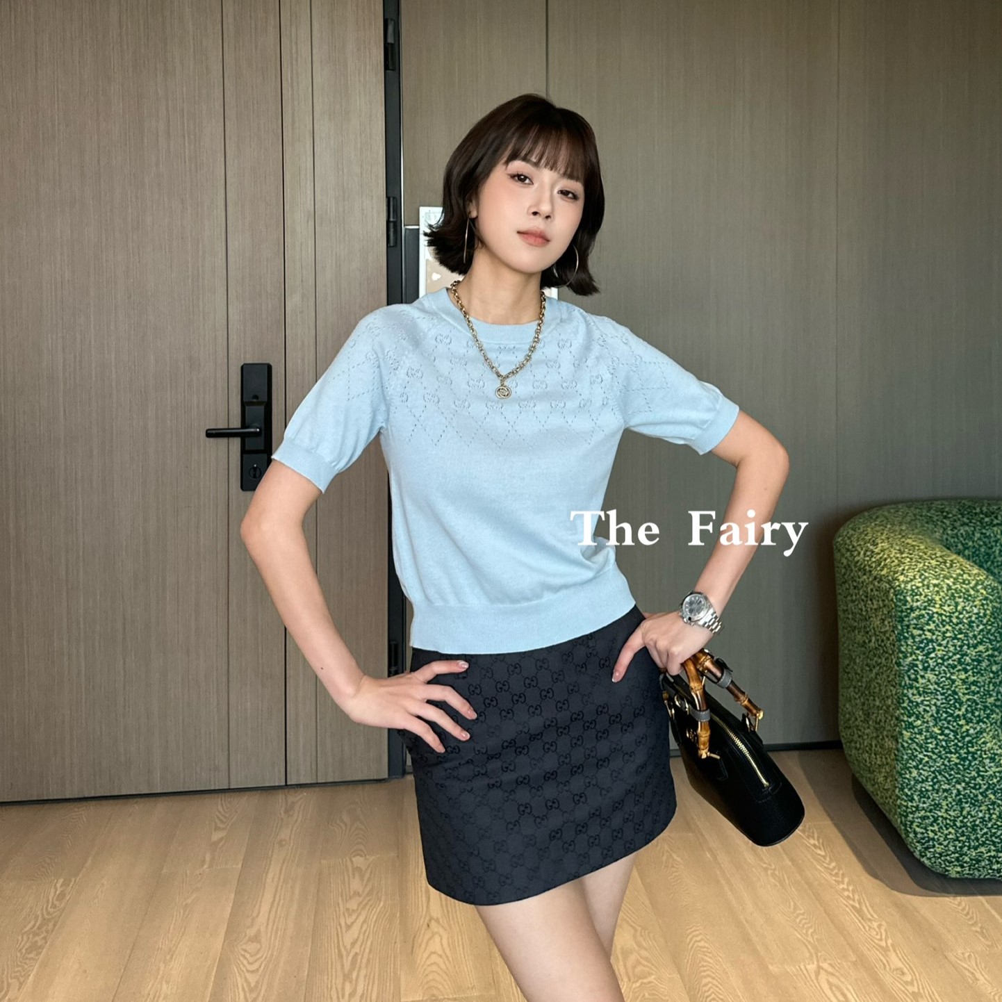 구찌 여성 니트 반팔티