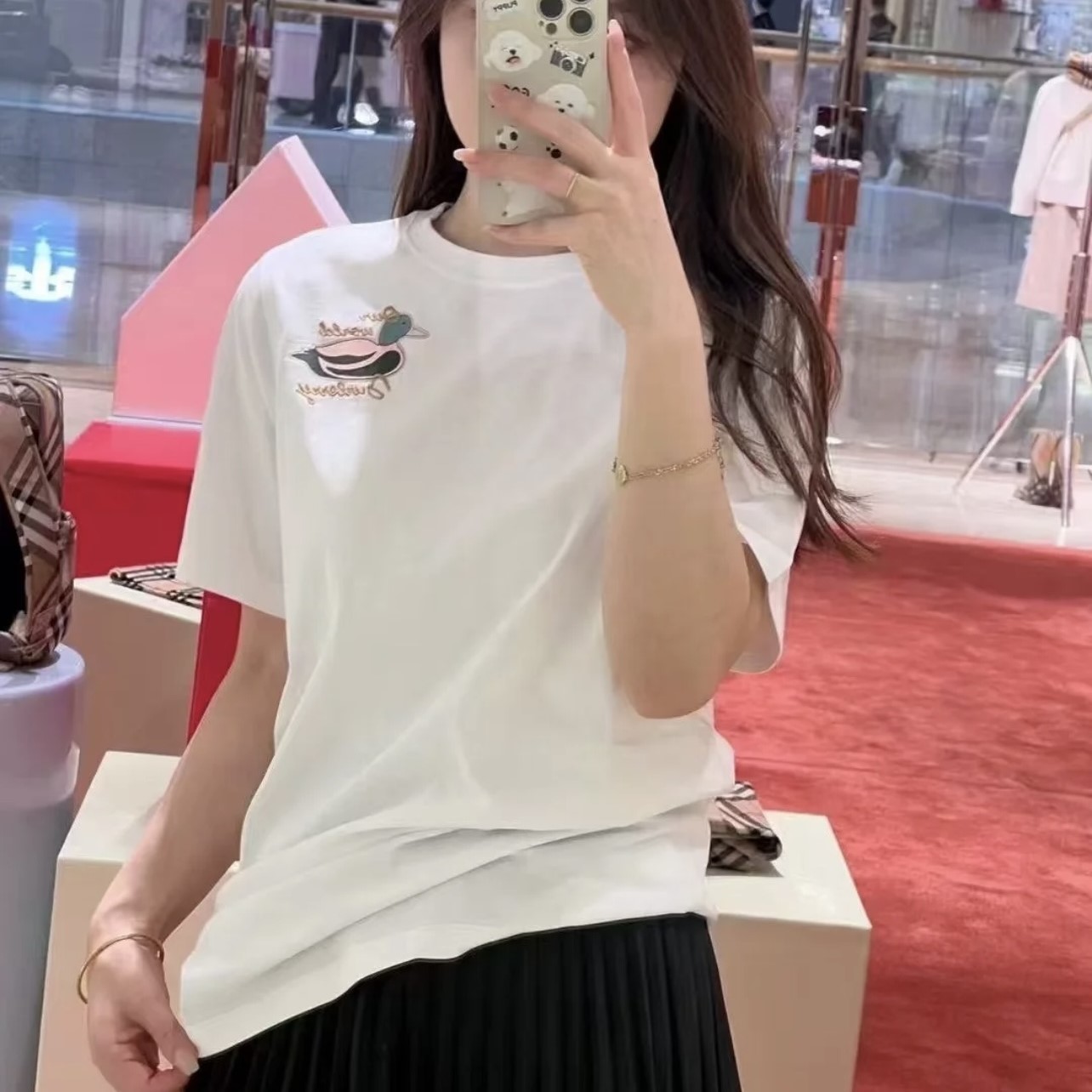 버버리 여성 반팔티