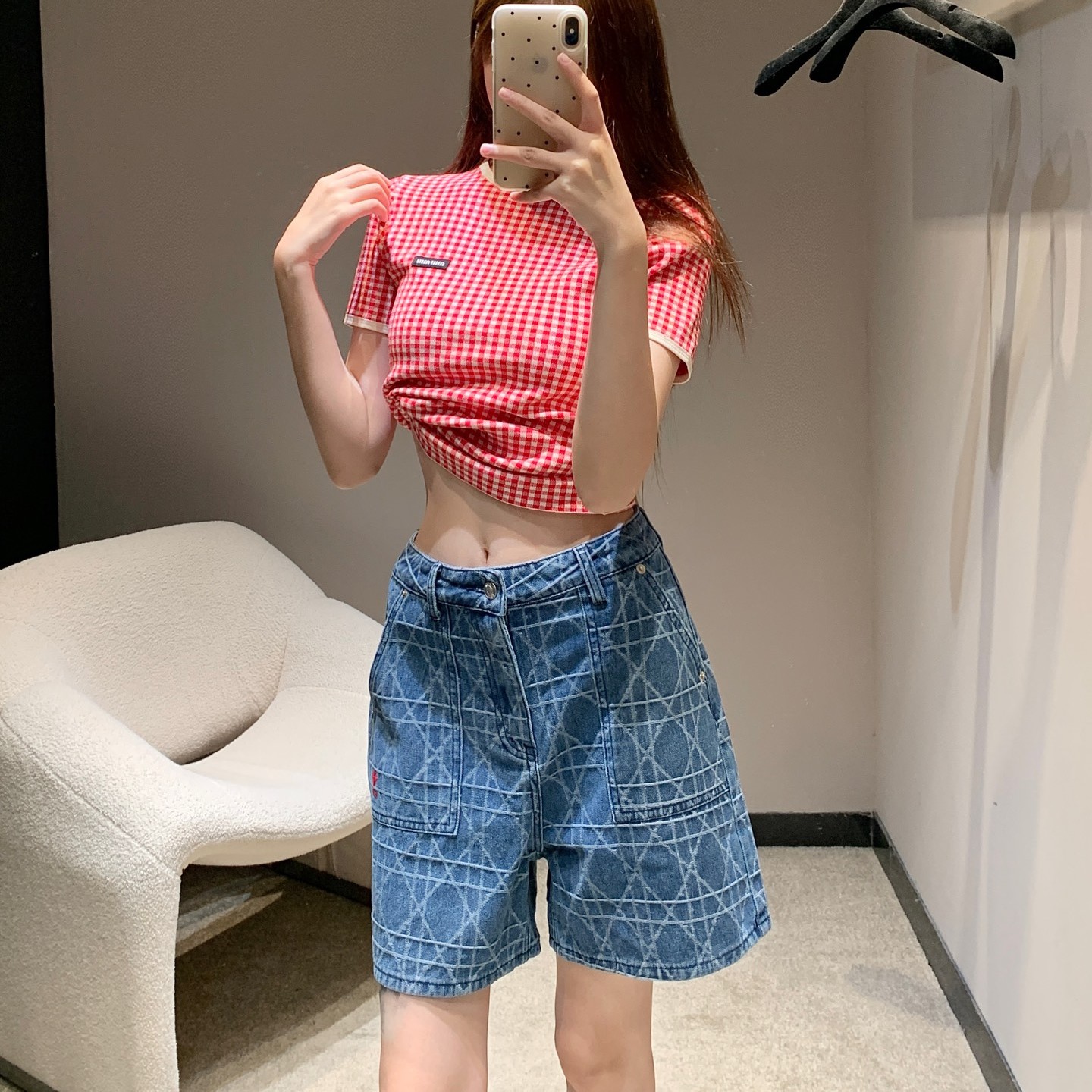 디올 여성 데님 반바지