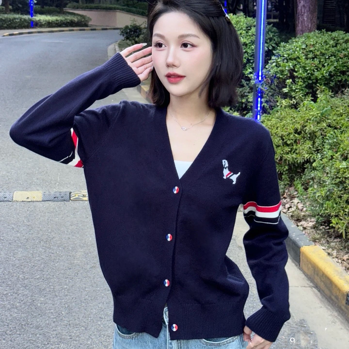 톰브라운 여성 가디건