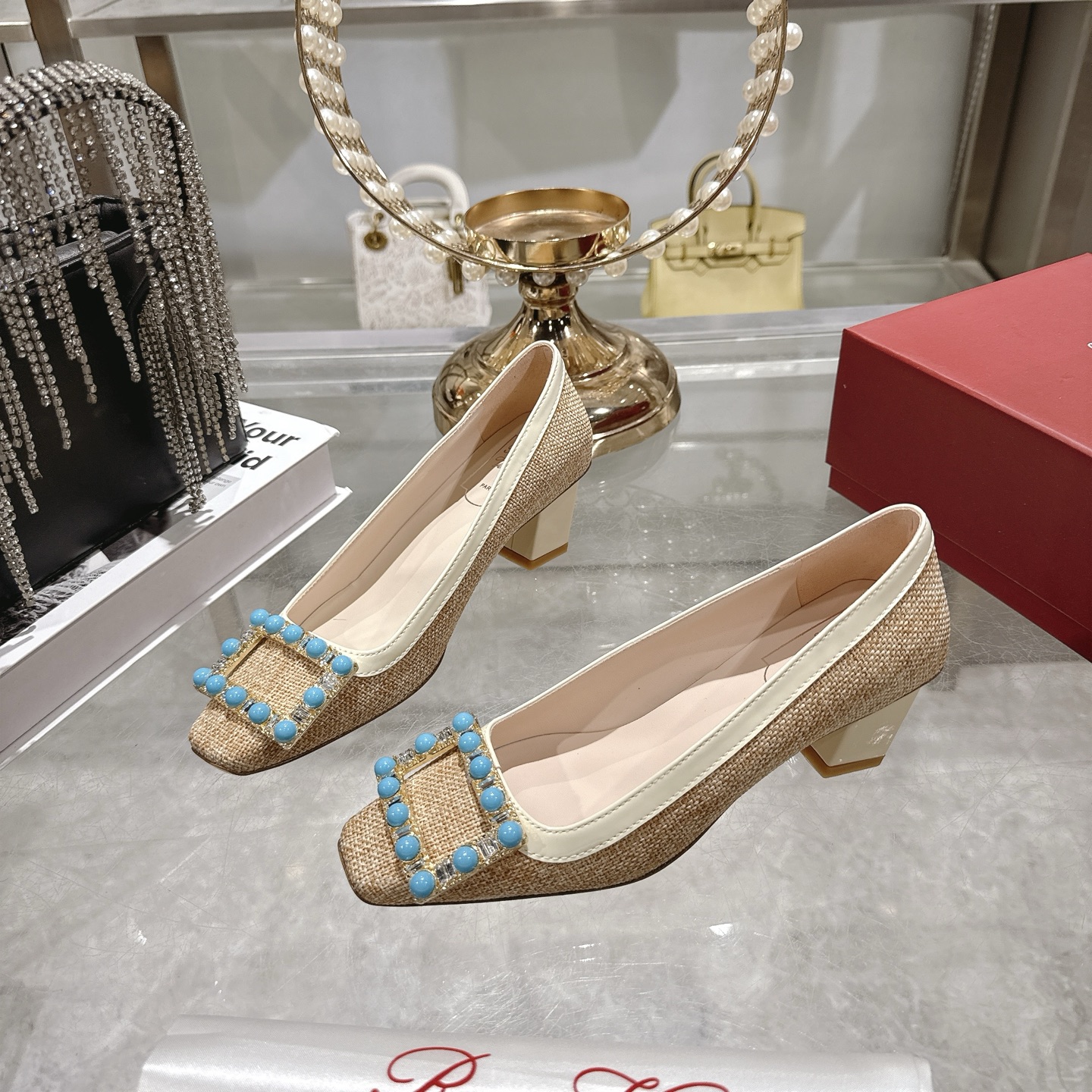 로저비비에 펌프스 미들힐