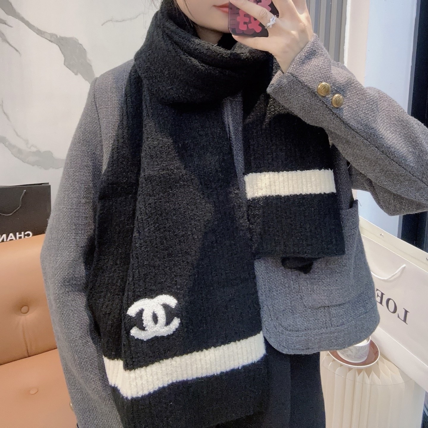 샤넬 스카프 2가지 색상