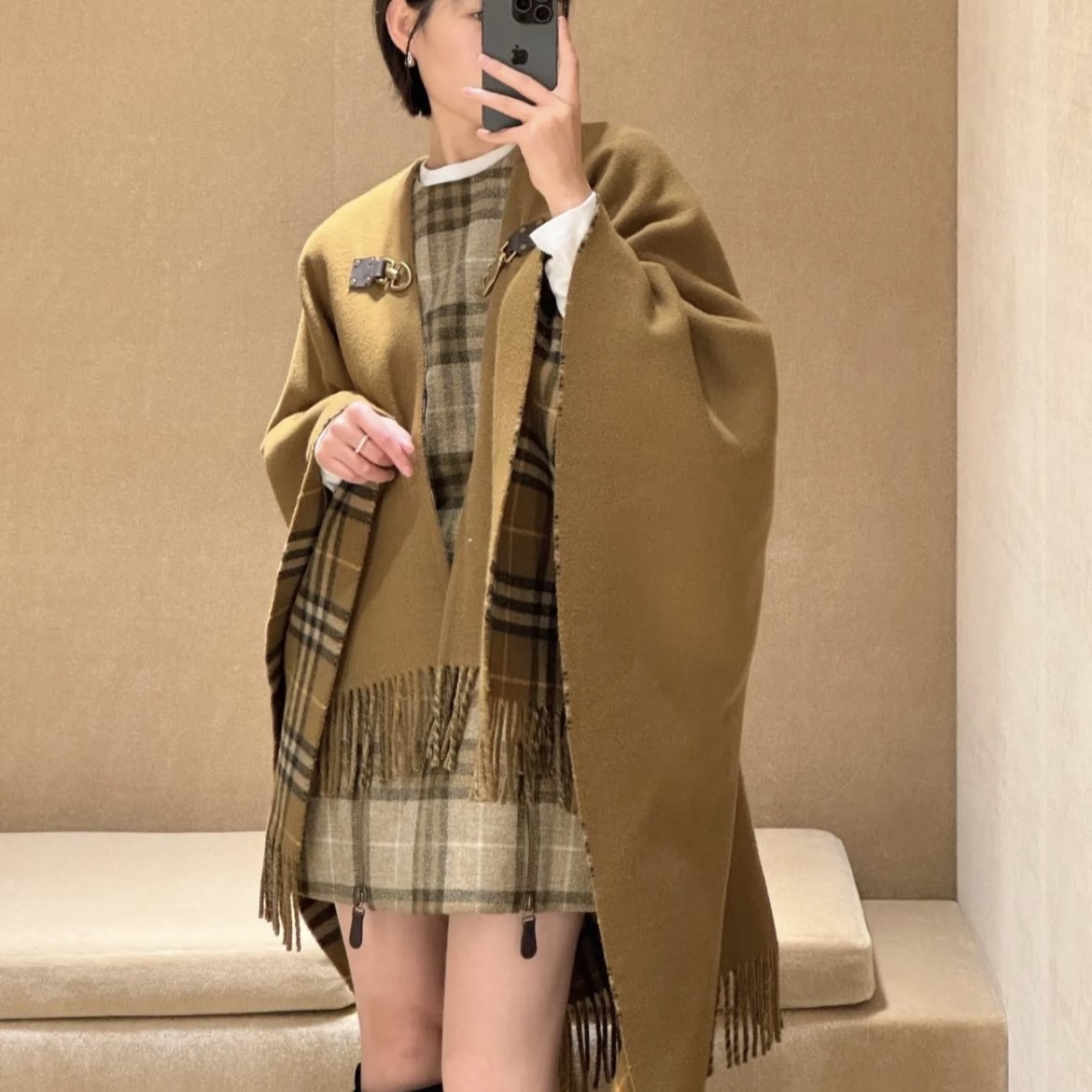 버버리 여성 판초 / 버버리 리버시블 체크 울 케이프