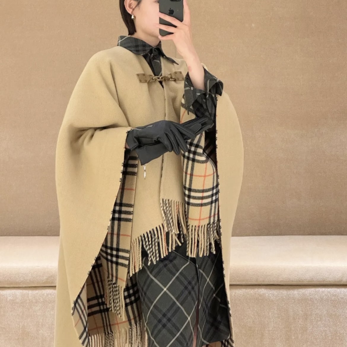 버버리 여성 판초 / 버버리 리버시블 체크 울 케이프