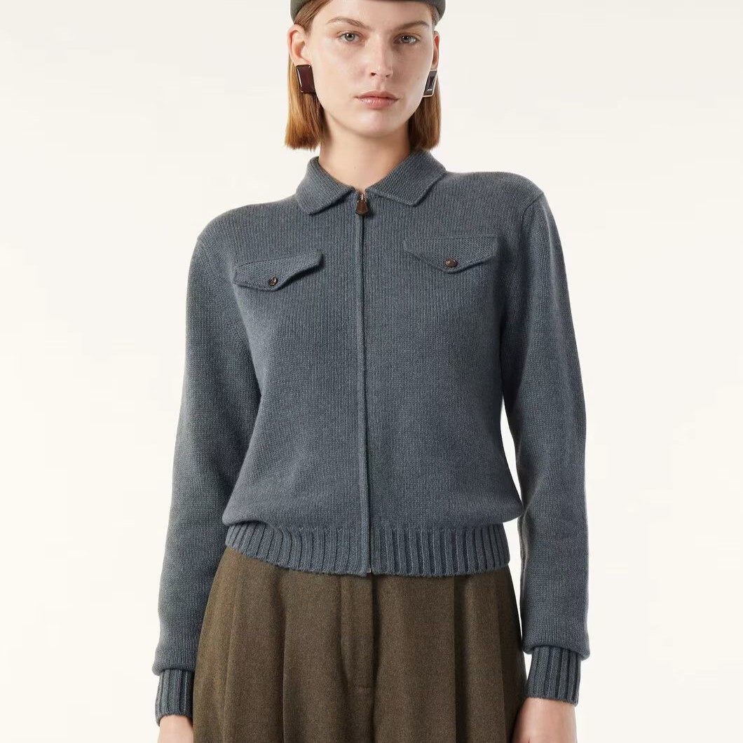 로로피아나 긴팔 폴로 집업 티셔츠