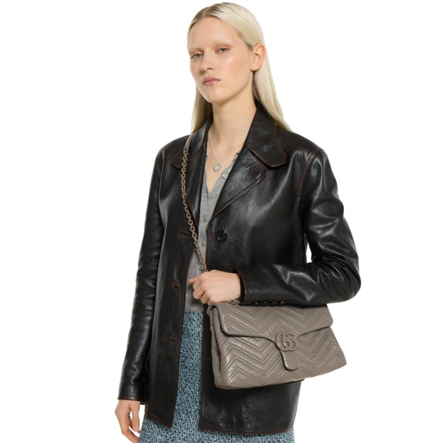 구찌 2025 GG 마몽 마틀라세 미듐 숄더백 850676