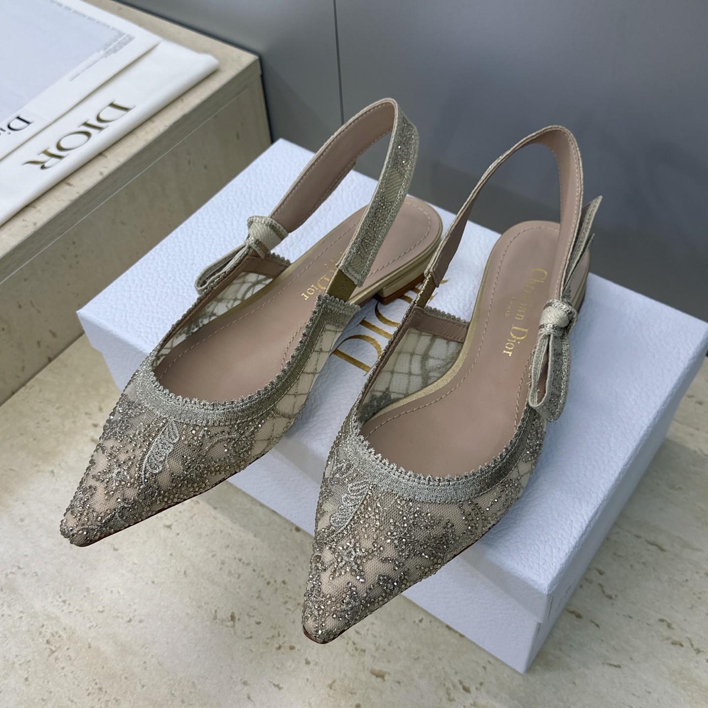 디올 쟈디올 슬링백 플랫슈즈