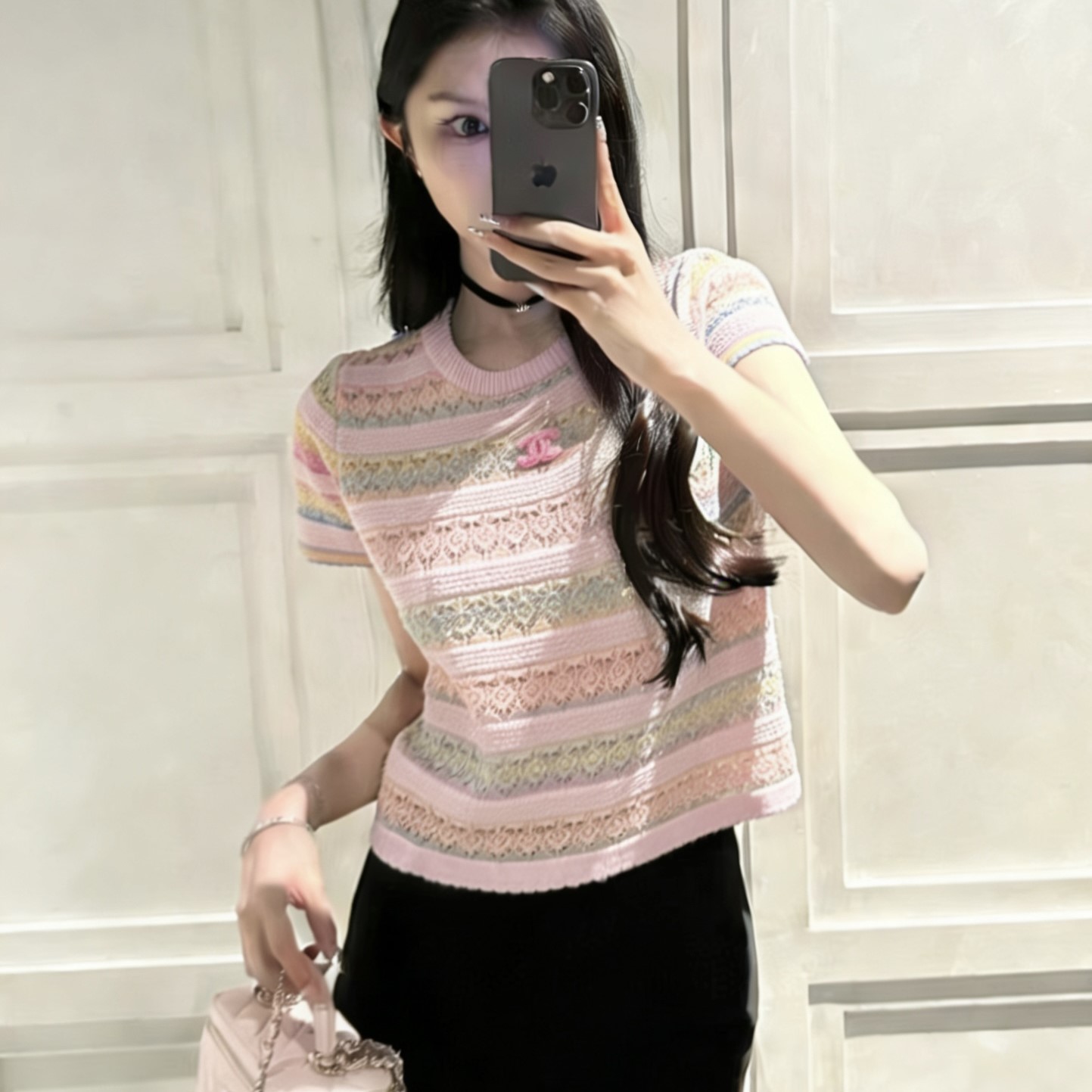 샤넬 니트 반팔티 2가지 색상