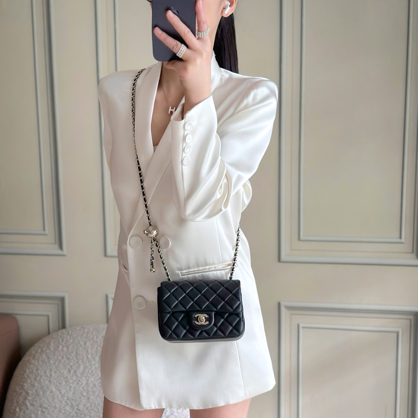 샤넬 미니 플랩백 골든볼 AS1786