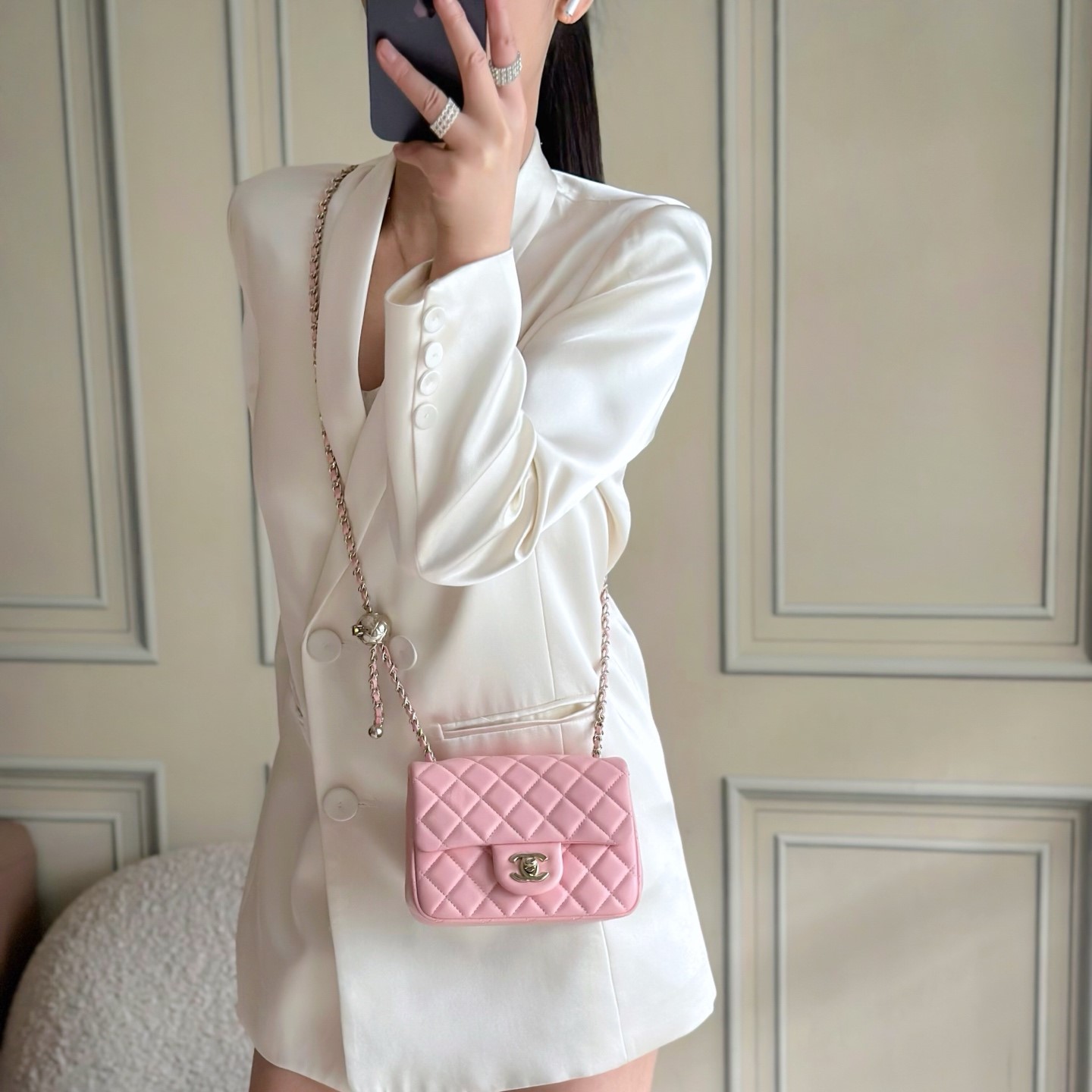 샤넬 미니 플랩백 골든볼 AS1786