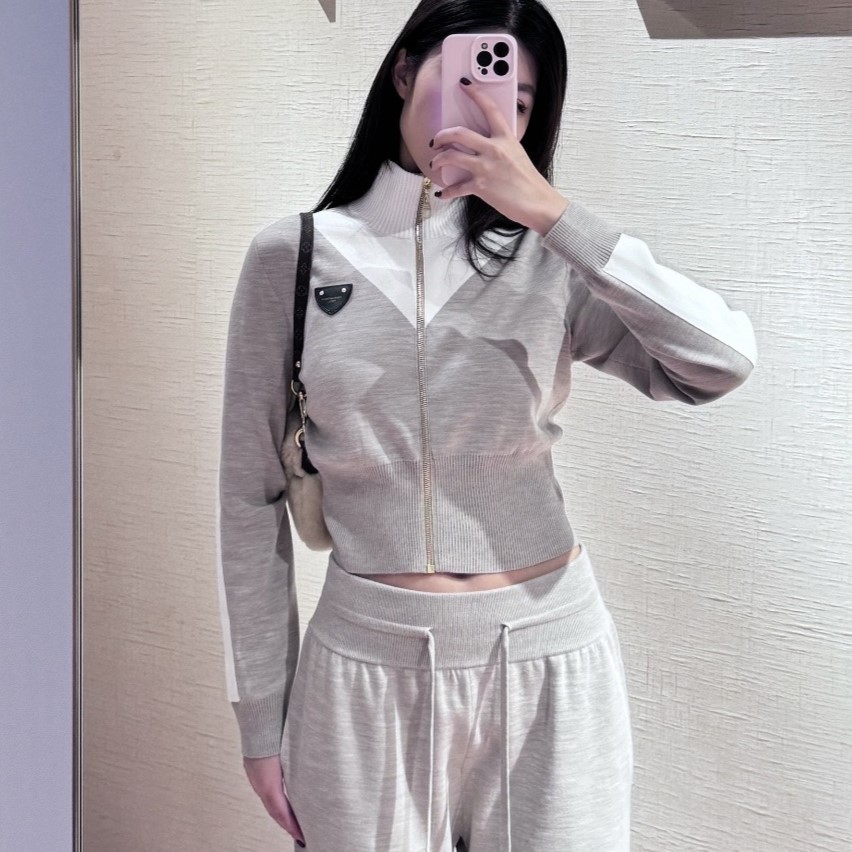 프라다 여성 크롭 니트 자켓