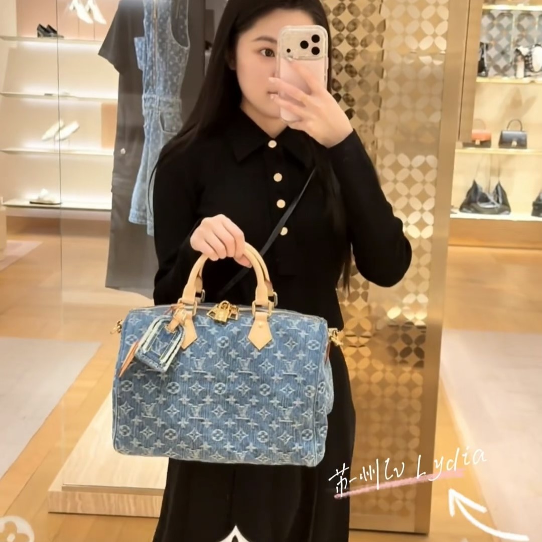루이비통 스피디 소프트 30 모노그램 데님 숄더백 M14430