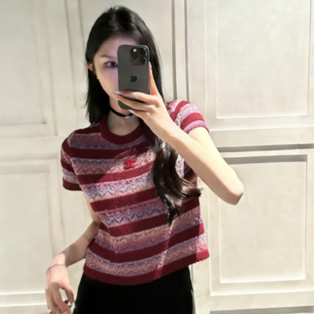 [국내배송] 샤넬 니트 반팔티 L 사이즈