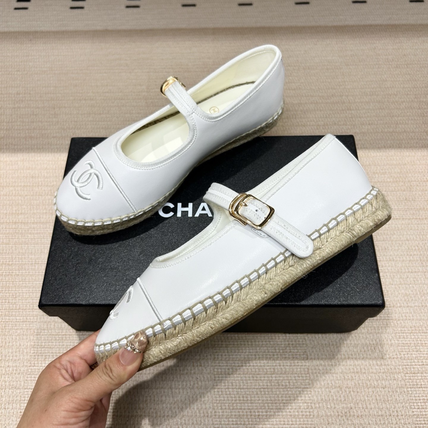 샤넬 메리제인 에스파드류 플랫 슈즈