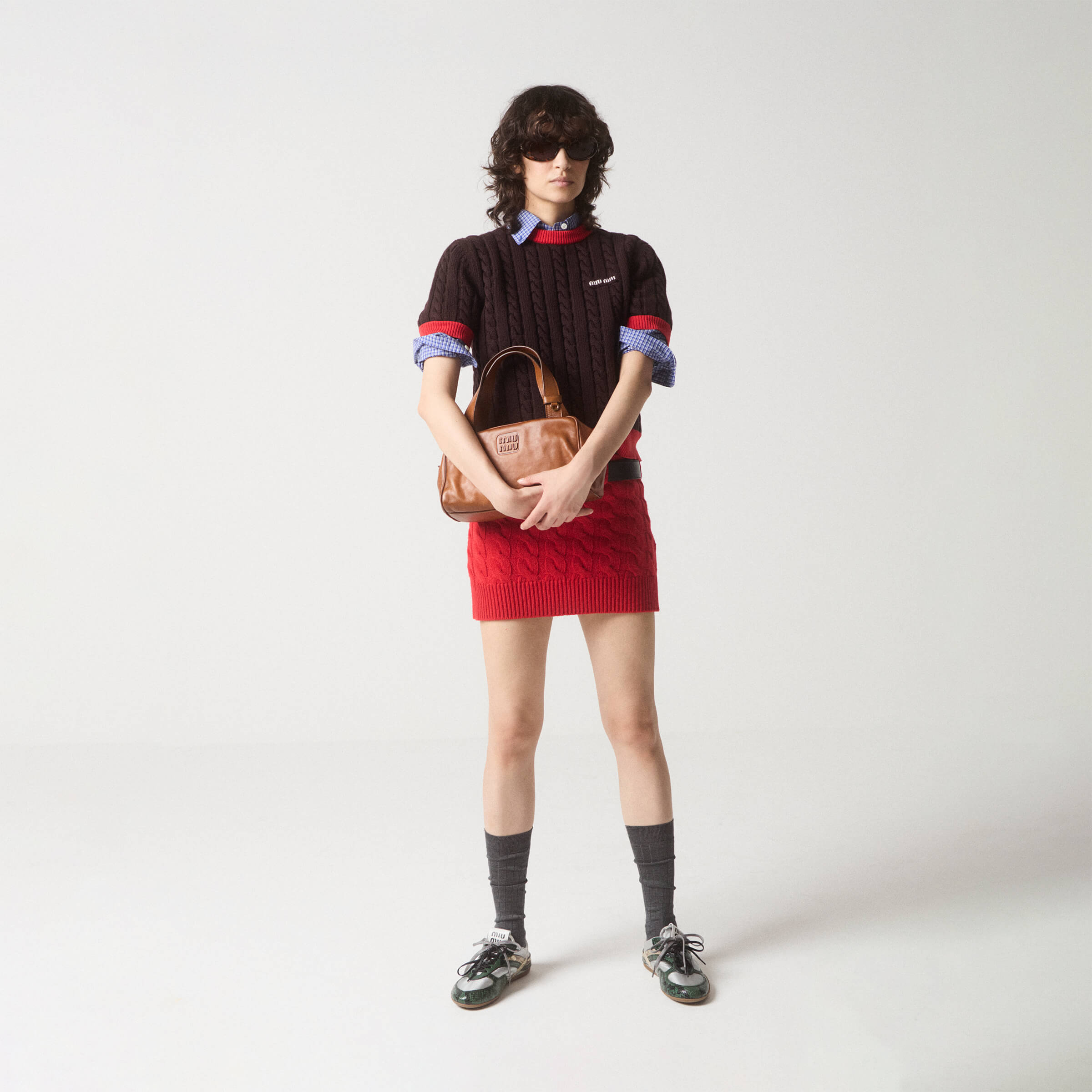 미우미우 여성 니트 반팔티