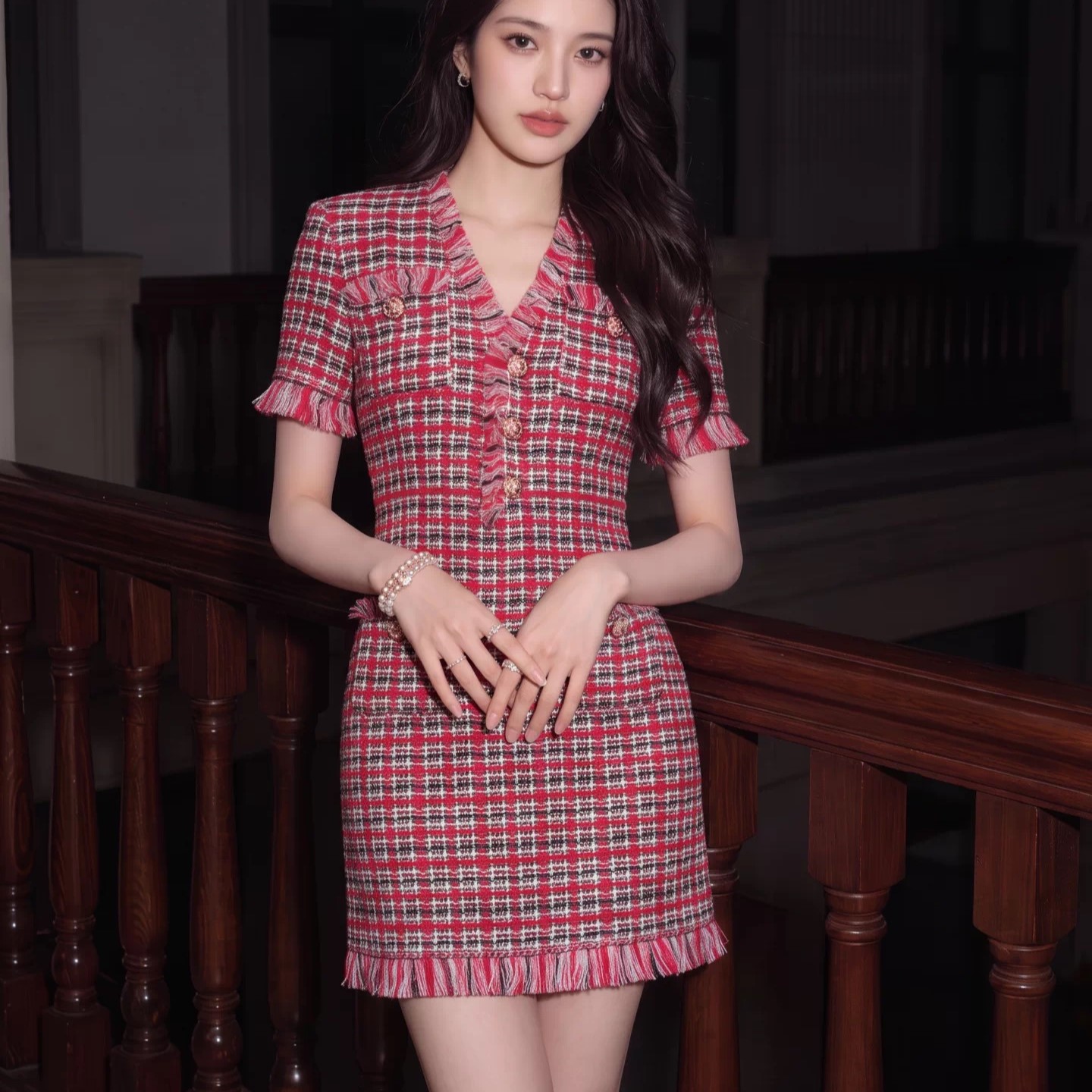 셀프포트레이트 트위드 원피스